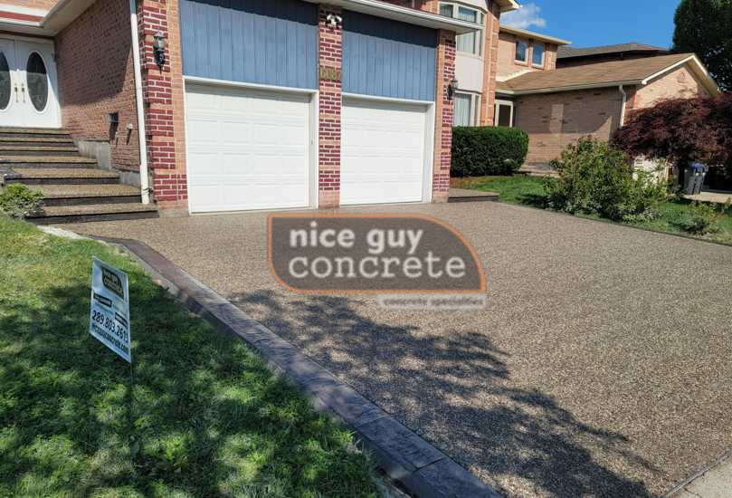 Concrete driveway before and after transformation