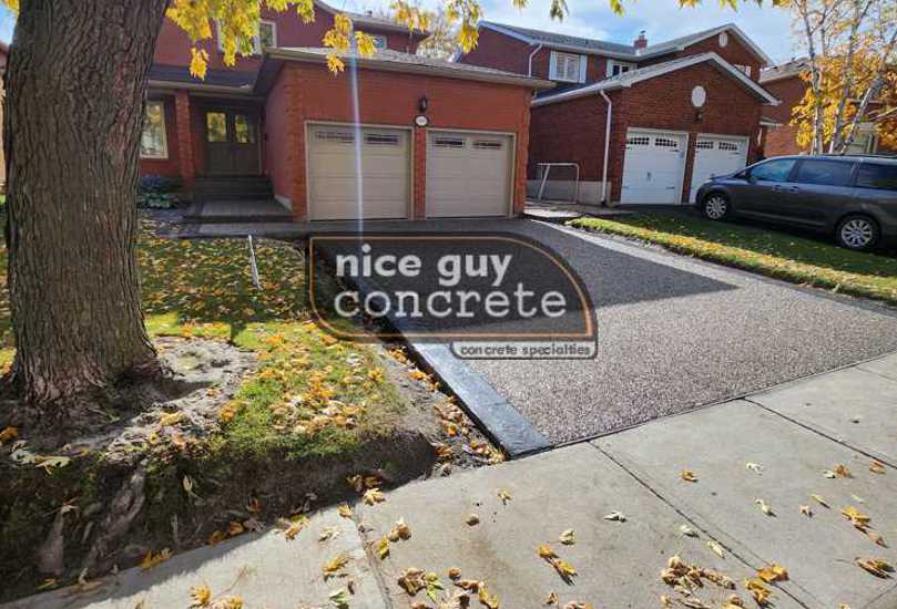 Concrete patio with outdoor furniture